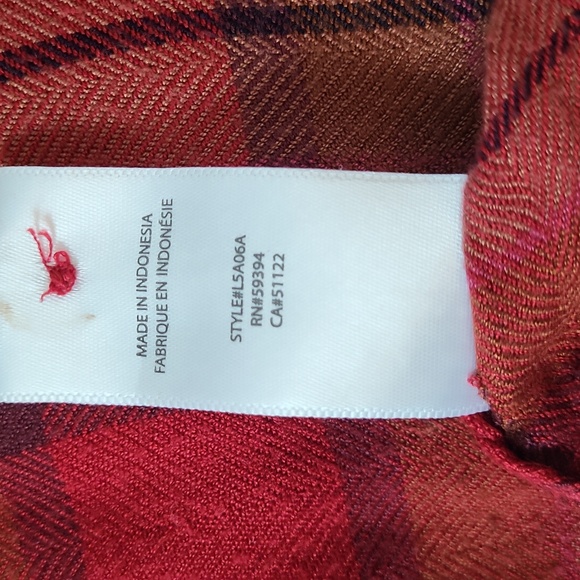 *3 for $15* Fall Red and Brown Plaid Button Up - Picture 5 of 6